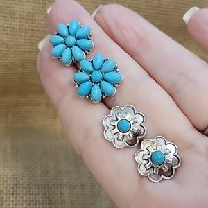 SET OF SOUTHWESTERN CONCHO STYLE EARRINGS